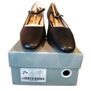 C.Paravano Women's Square Toe Mary Jane Pumps Black Block Low Heel Shoes Size 10